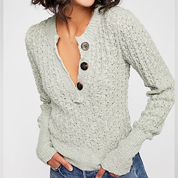 Free People All My Friends Knitted Henley Sweater - Picture 8 of 9